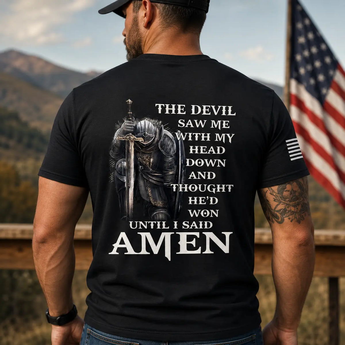 TRENZ SHIRT COMPANY Men's Devil Thought He'd Won Christian Graphic T-Shirt - Casual Short-Sleeve Cotton Crew Neck Tops, Christian Art, Scripture Print, Faith-Based Fashion Streetwear